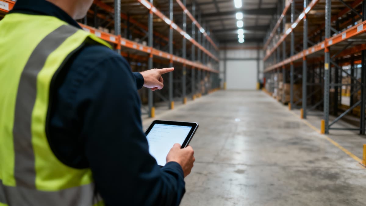 logistics-system-4-251210 物流システムで倉庫を点検する男性